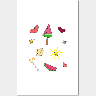 Cute summer stickers Posters and Art